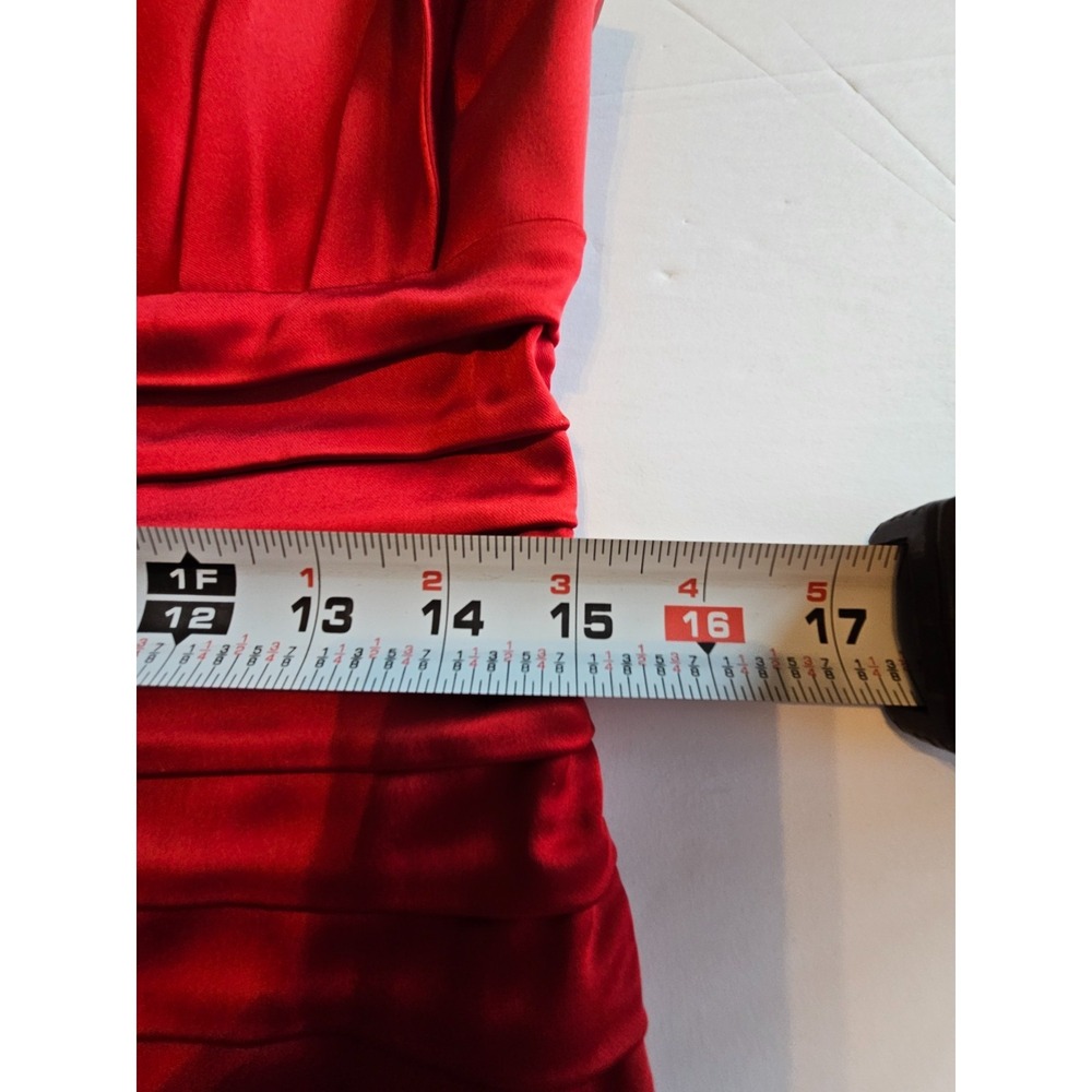 Calvin Klein SIZE 8 Dress Satin Rouge Red Short Tiered Holiday Sleeveless - Picture 10 of 10